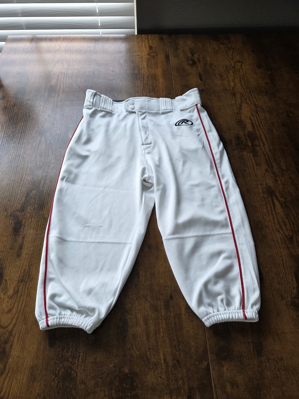 Rawlings Kid Boy White Knicker Baseball Pant with Red Piping Size XL